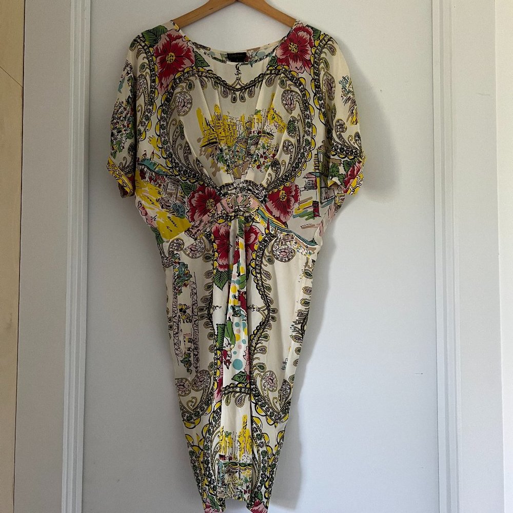 Collette Dinnigan Vintage Silk Dress with Vibrant Pattern